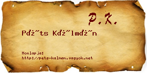 Péts Kálmán névjegykártya